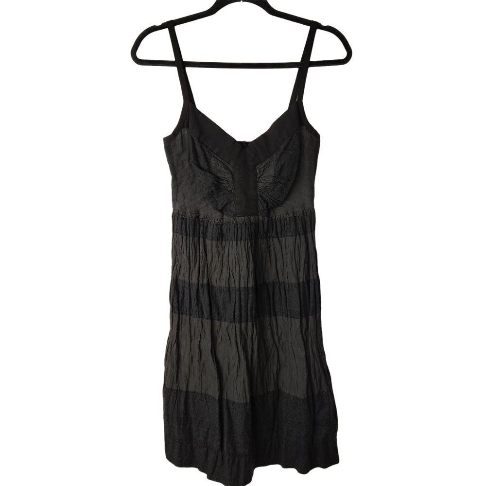 Charles Chang-Lima 100% Silk Sleeveless Tiered Little Black Dress Women's 2